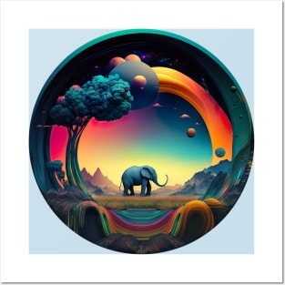 Surrealist Psychedelic Elephant Journey Posters and Art